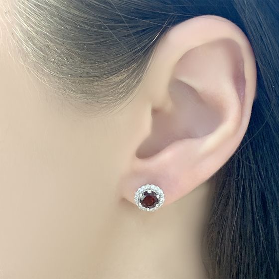 Серебряные серьги с гранатом 1.646ct
