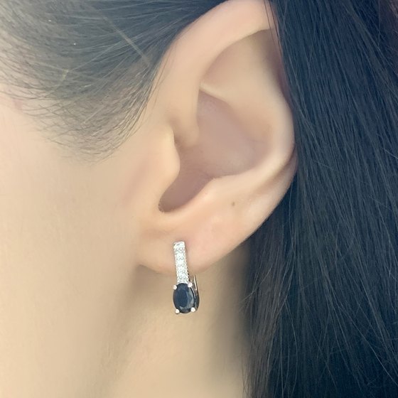 Серебряные серьги с сапфиром 1.188ct