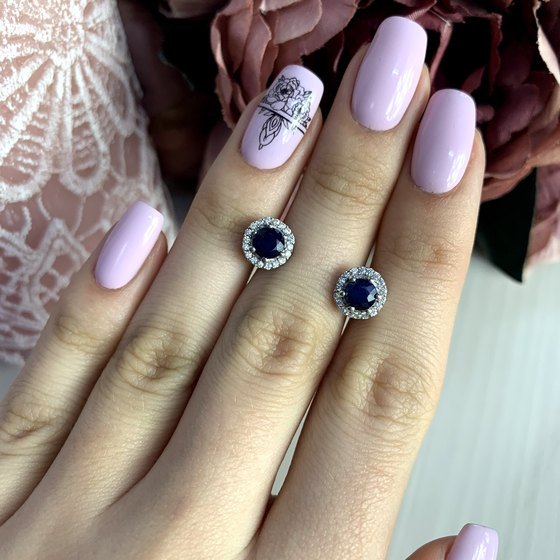 Серебряные серьги с сапфиром 1.679ct