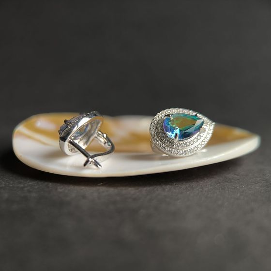 Silver earrings with mystic topaz, 3.726 ct