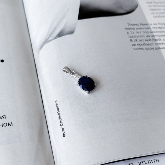 Серебряная подвеска с сапфиром 3.284ct