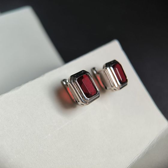 Срібні сережки з гранатом 5.48ct
