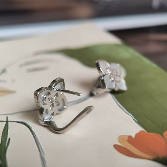 Silver earrings with mother-of-pearl, fianites