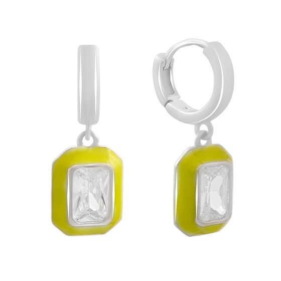 Серебряные серьги с фианитами, емаллю