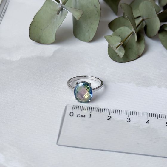 Silver ring with a mystic topaz