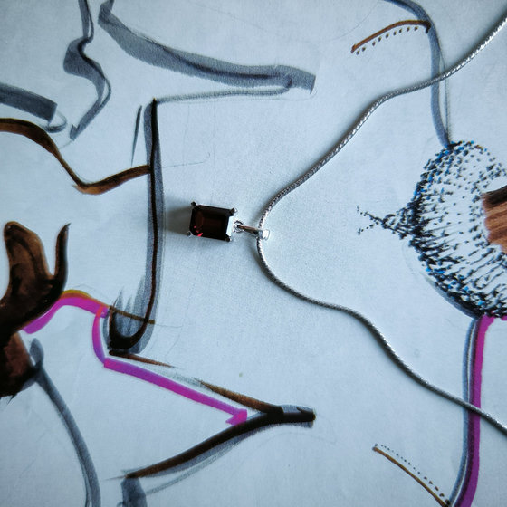 Серебряная подвеска с гранатом 1.888ct