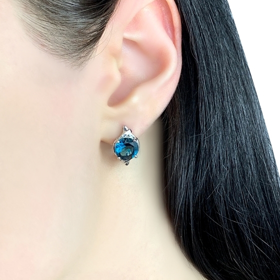 Серебряные серьги с топазом Лондон Блю 3.2ct