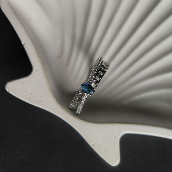 Silver ring with sapphire nano 0.518ct