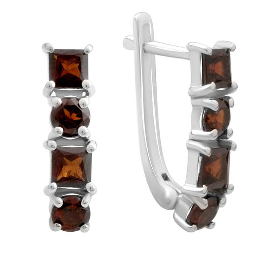 Серебряные серьги с гранатом 2.863ct