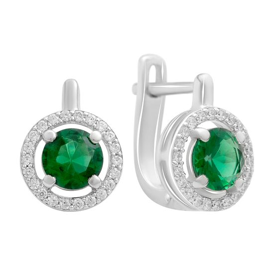 Серебряные серьги с изумрудом nano 1.722ct