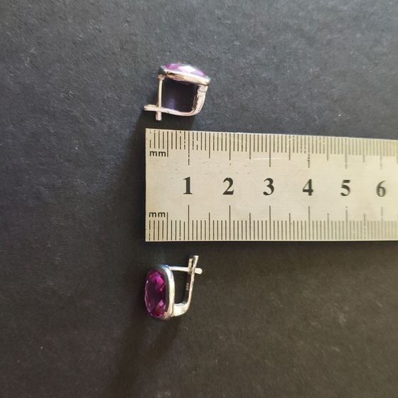 Серебряные серьги с александритом 7.567ct