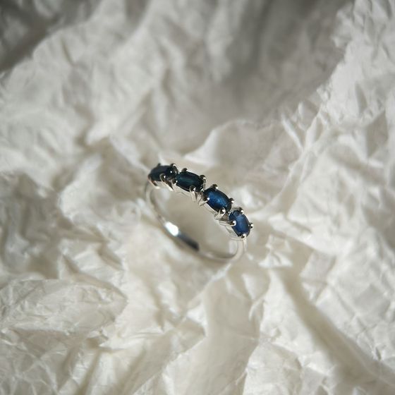 Silver ring with a sapphire