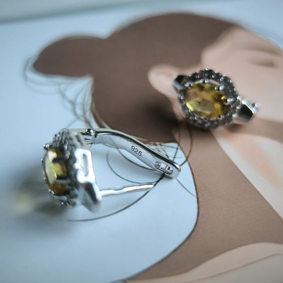 Срібні сережки з цитрином nano 3.093ct