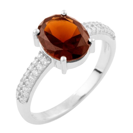 Silver ring with a garnet