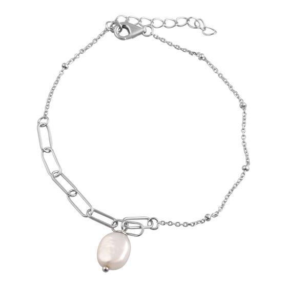 Silver bracelet with baroque pearls