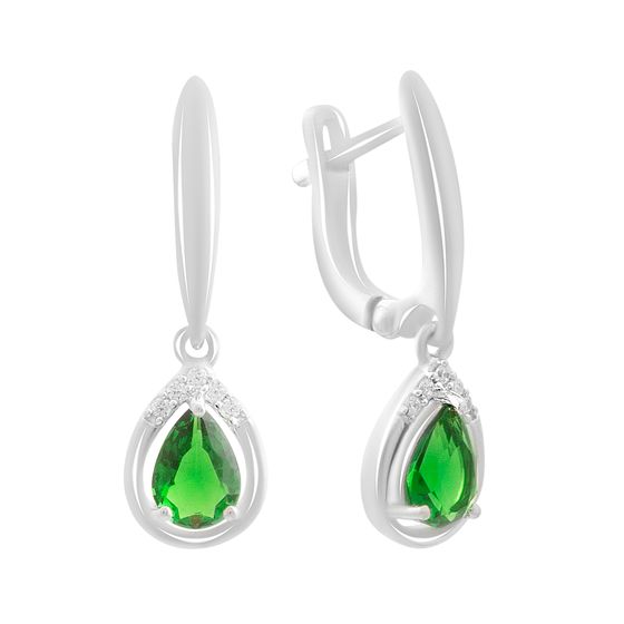 Срібні сережки зі смарагдом nano 1.202ct