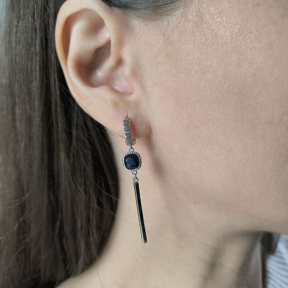 Silver earrings with sapphire nano 1.86ct