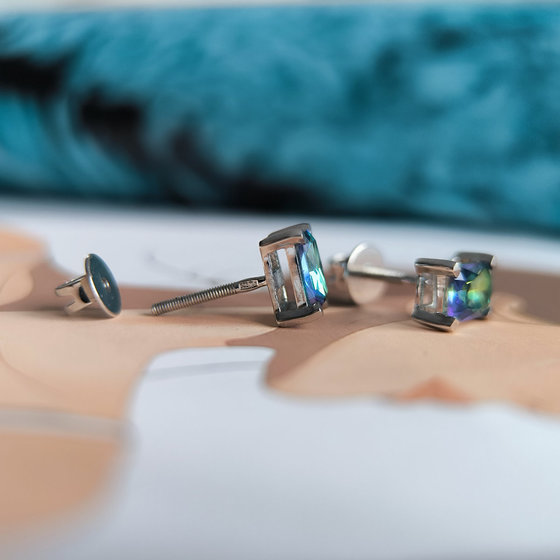 Silver earrings with mystic topaz 1.292ct