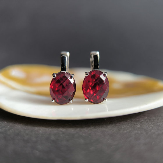 Срібні сережки з гранатом nano 4.45ct