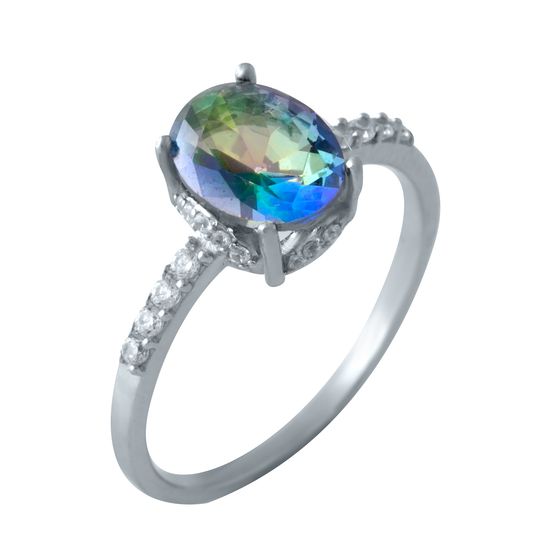 Silver ring with a mystic topaz