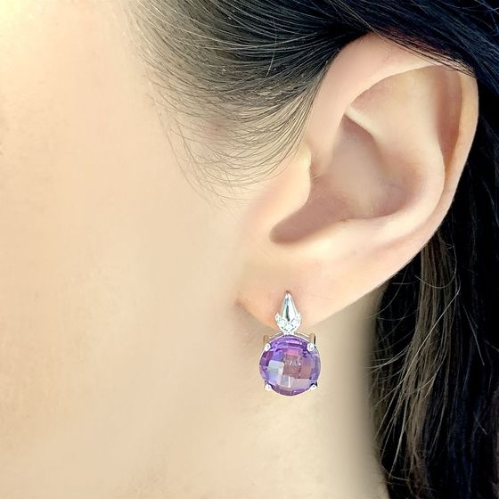 Серебряные серьги с александритом 10.635ct, фианитами