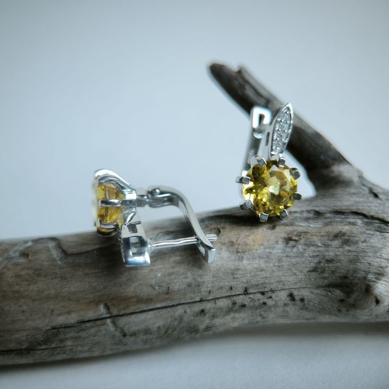 Silver earrings with citrine nano 3.142ct