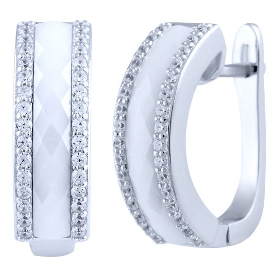 Silver earrings with ceramics