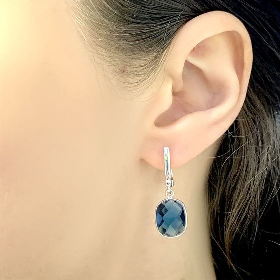 Серебряные серьги с топазом Лондон Блю 9.183ct