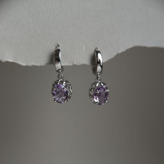 Срібні сережки з аметистом 1.99ct