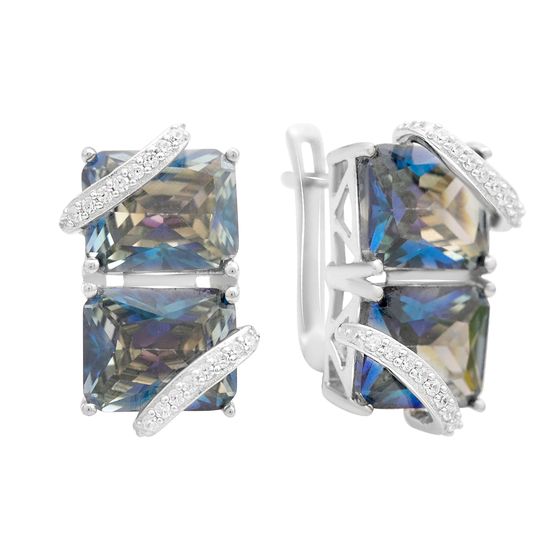 Silver earrings with mystic topaz 21.949ct