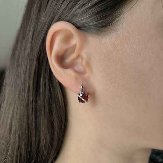Срібні сережки з гранатом 3.331ct