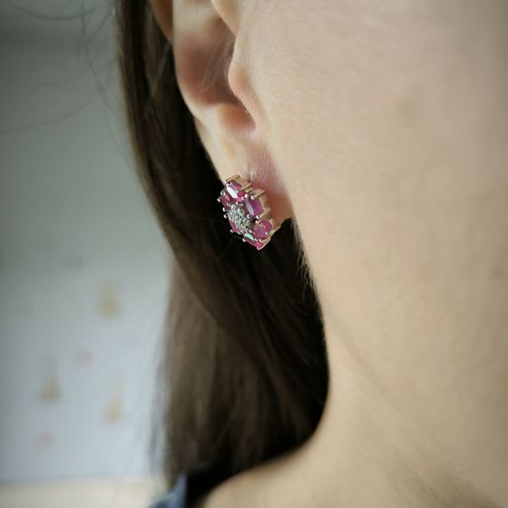 Серебряные серьги с рубином 4.27ct