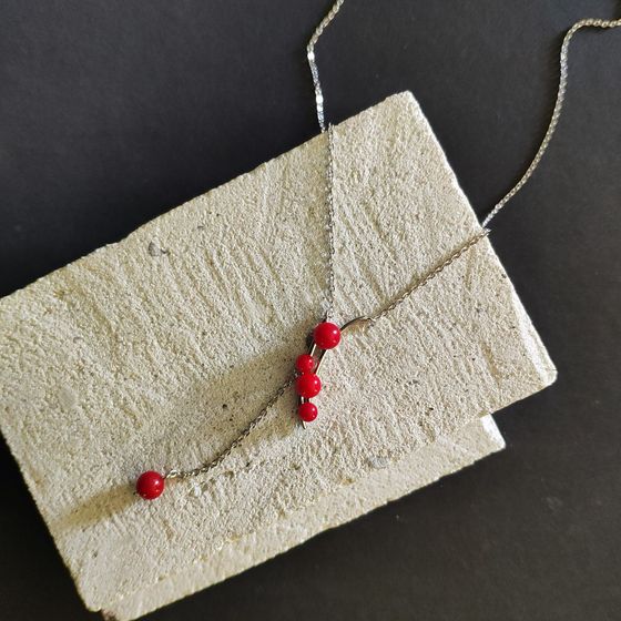 Silver necklace with coral