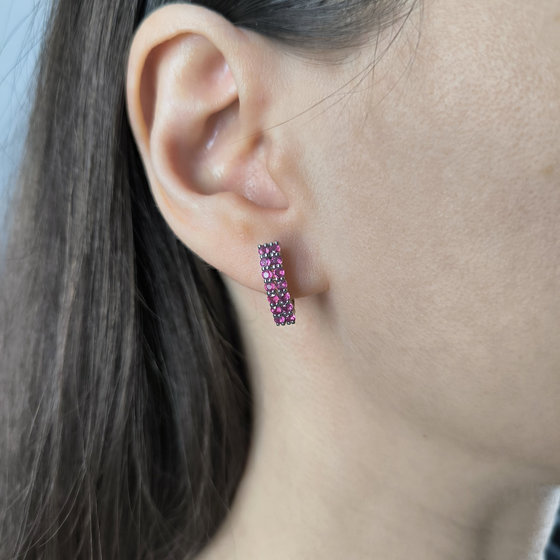 Серебряные серьги с рубином 1.351ct