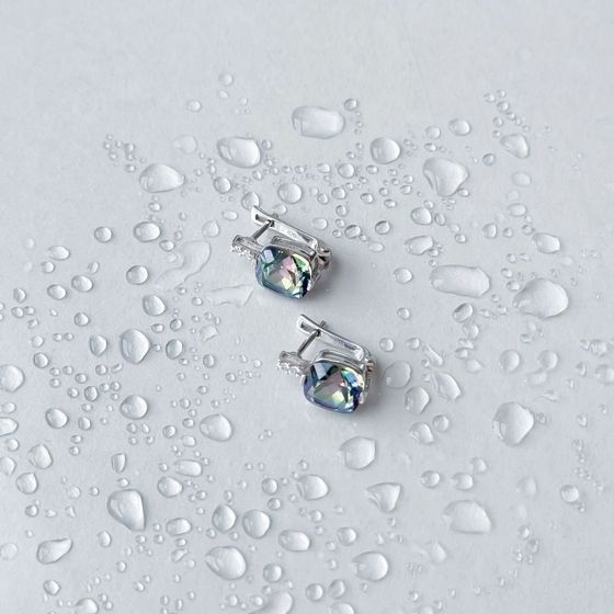 Серебряные серьги с мистик топазом 4.543ct