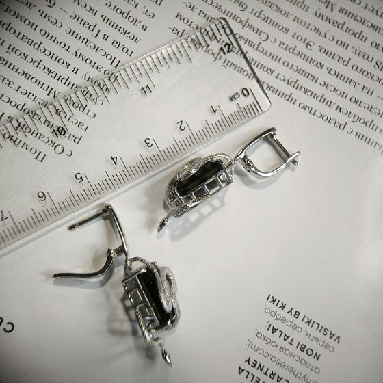 Серебряные серьги с раухтопазом (дымчатым кварцем) 15.158ct