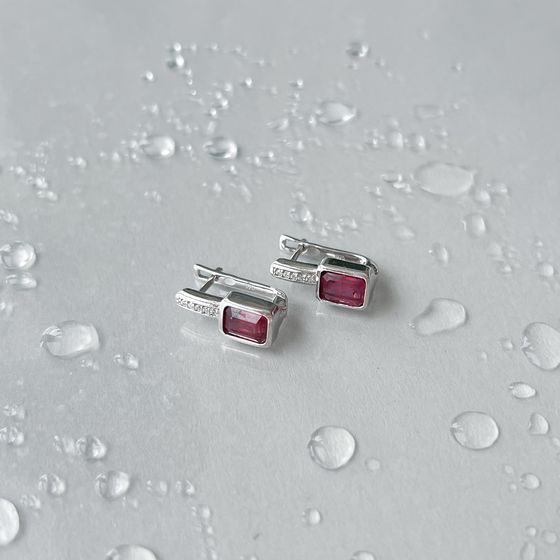 Silver earrings with ruby 3.098ct