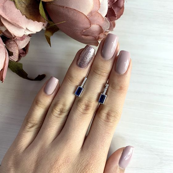 Серебряные серьги с сапфиром nano 0.711ct