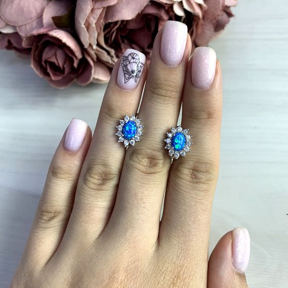 Серебряные серьги с опалом 1.683ct