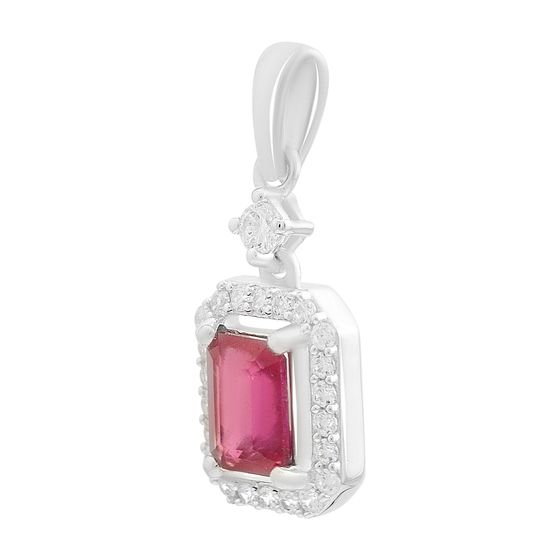 Срібна підвіска з рубіном 1.871ct, фіанітами
