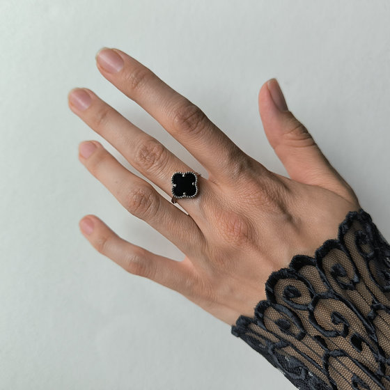 Silver ring with onyx