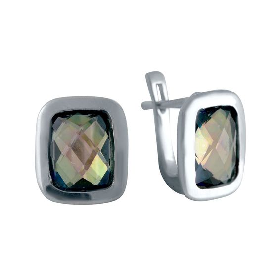 Silver earrings with a 4.6-carat mystic topaz