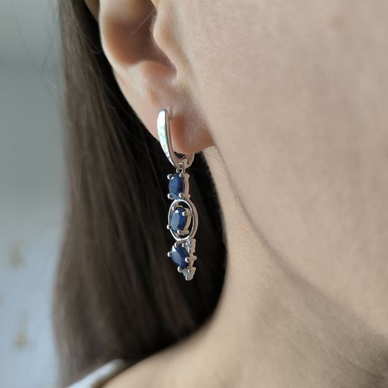 Серебряные серьги с сапфиром 3.407ct