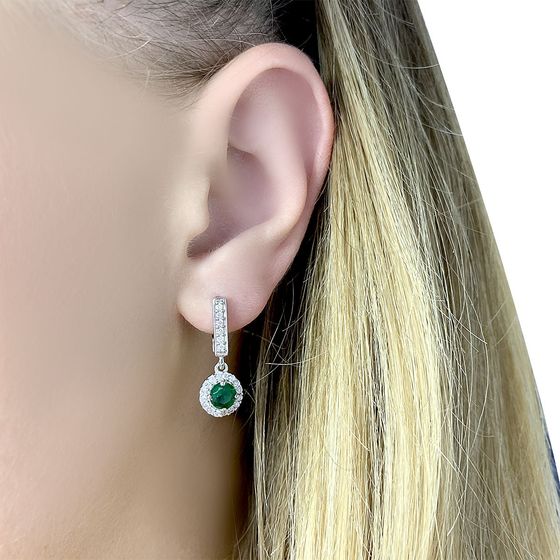 Серебряные серьги с изумрудом nano 1.18ct