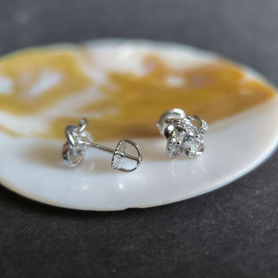 Срібні сережки з фіанітами