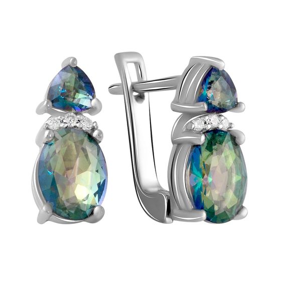 Silver earrings with mystic topaz, 2.437 ct
