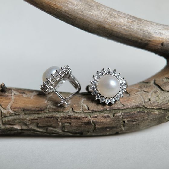 Серебряные серьги с жемчугом