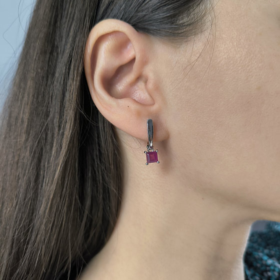 Серебряные серьги с рубином 1.99ct