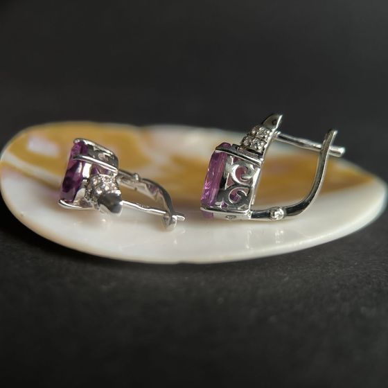 Sterling silver earrings with alexandrite 11.793ct, pianites