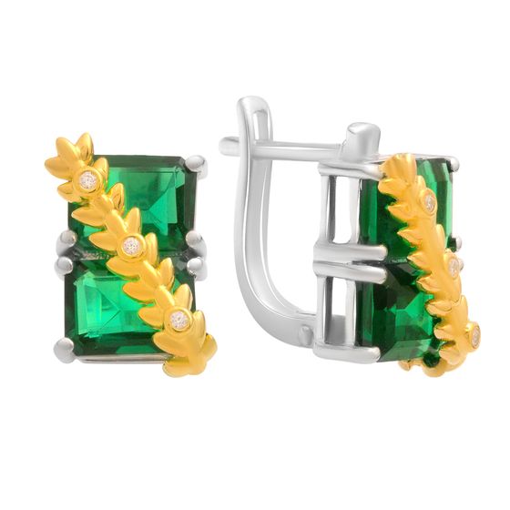 Silver earrings with a 5.963-carat nano emerald